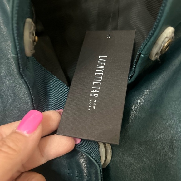 Women's Green Leather Jacket - Picture 7 of 11